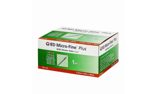 Шприц инсулиновый BD MICRO-FINE Plus с интегрир. иглой U-100 1 ml
